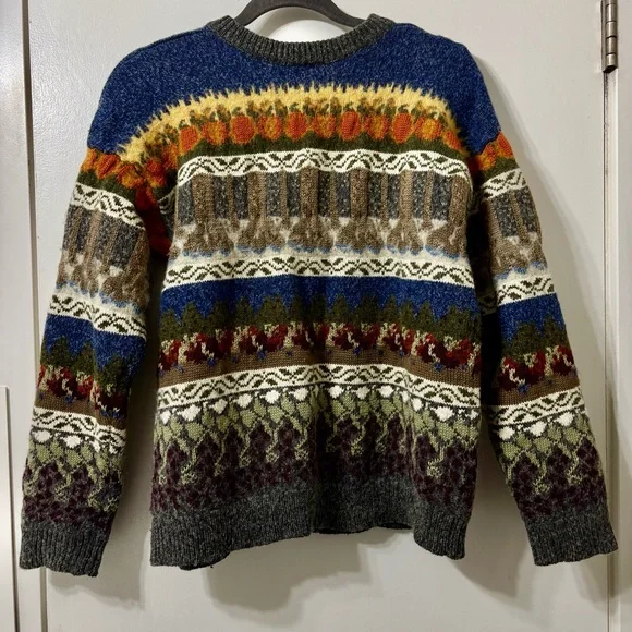 Northern Reflections Multi-Color Patterned Wool Blend Cardigan - Picture 2 of 6